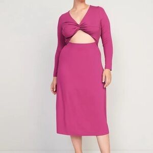 Nwt Old Navy 3X Barbie Pink Cutout Midi Dress